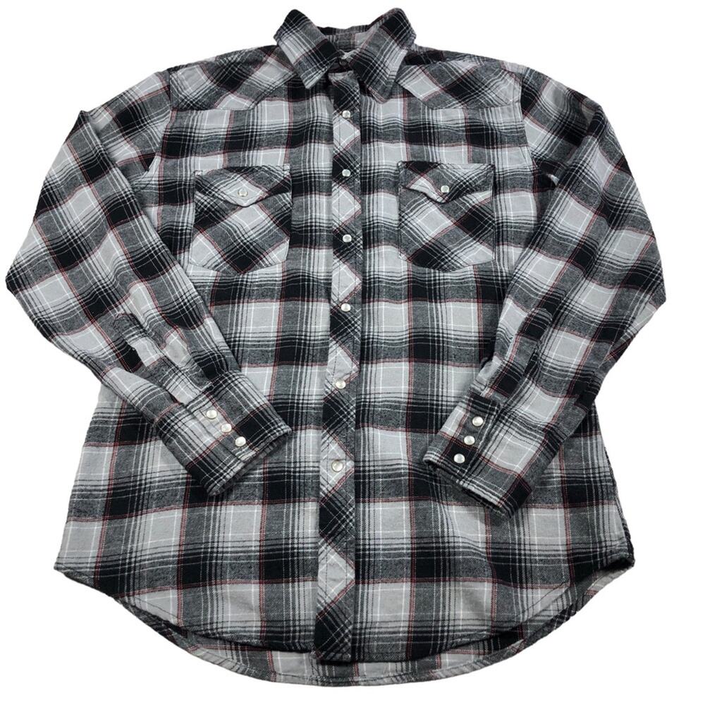 Wrangler wrancher light flannel snap button shirt Small